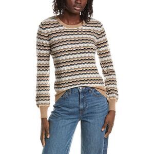 &Isla Womens  Cassie Wave Stitch 100% Cashmere Sweater, Brown